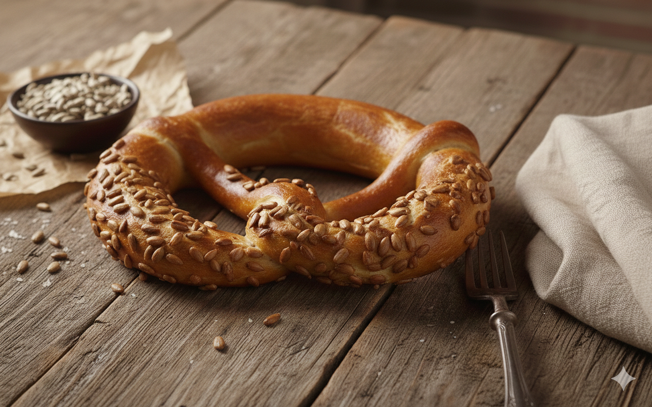 Pretzel met zonnebloempitten