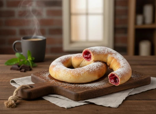 Pretzel met aardbeien