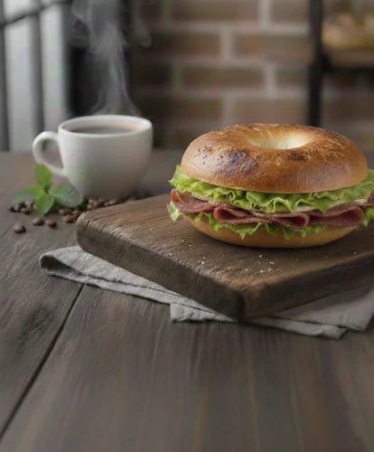 Bagel met salami en groenten