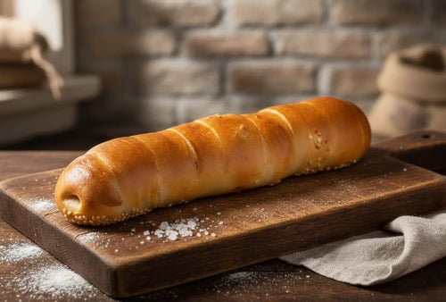 Pretzeldog met kippenworst