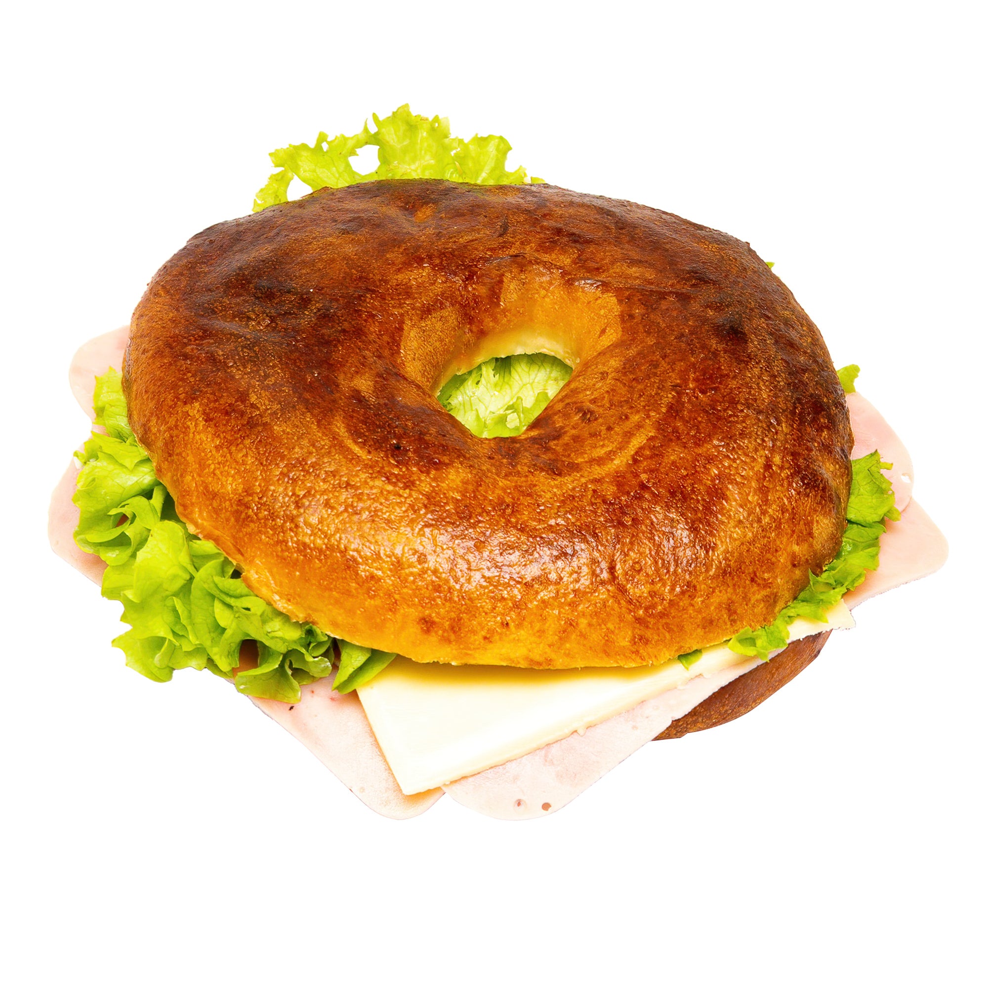 Bagel met Ham en groenten