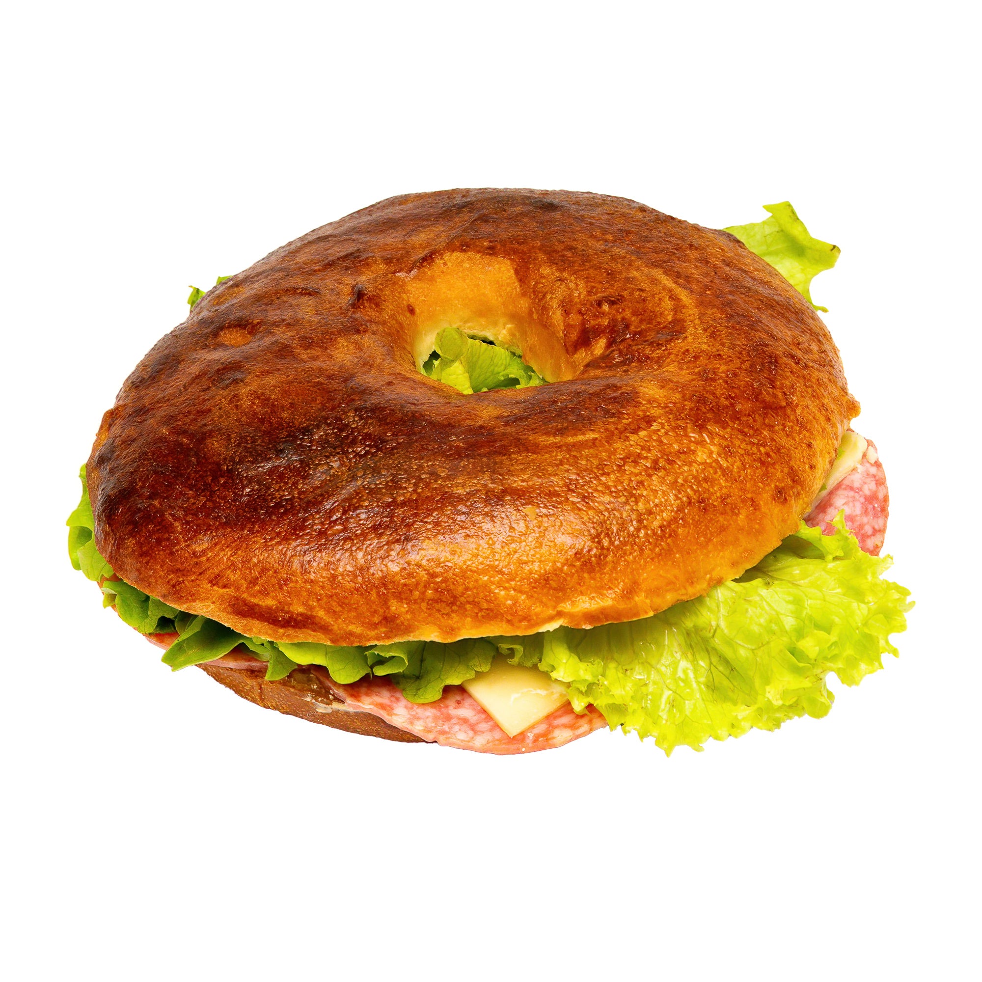 Bagel met salami en groenten