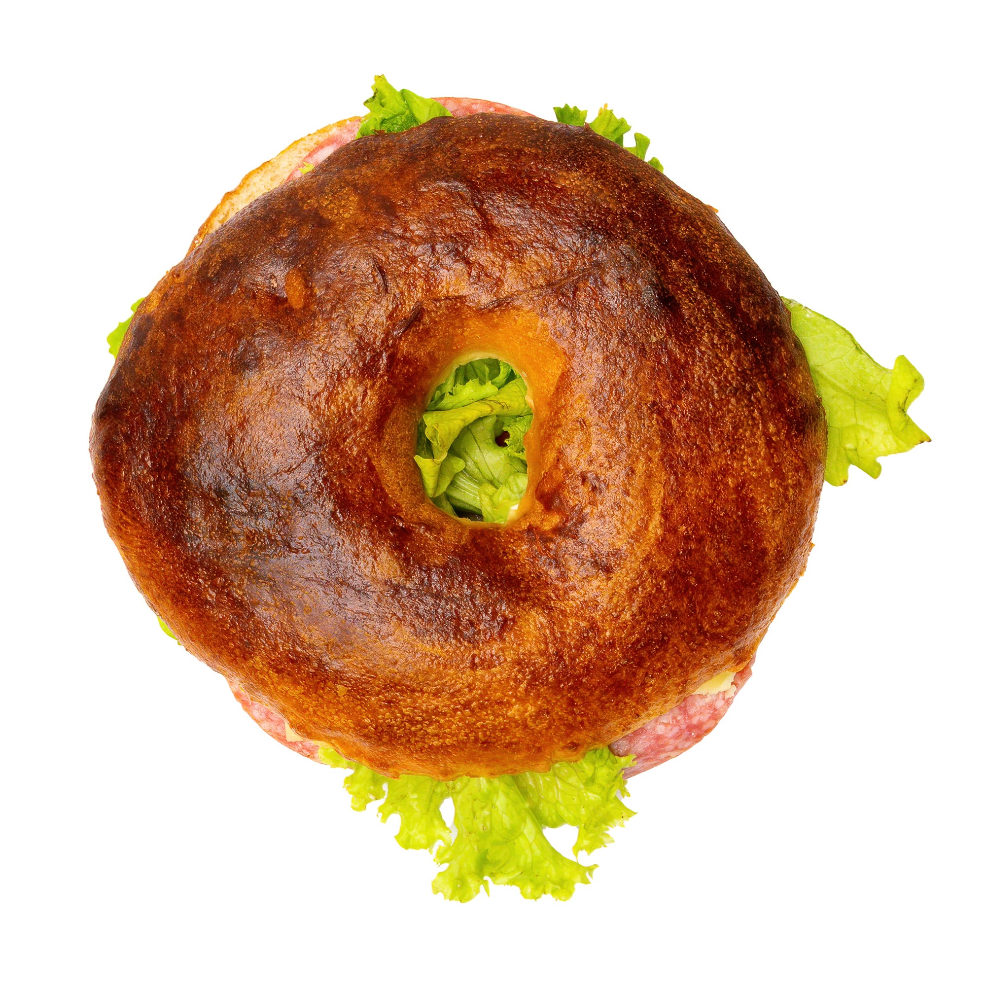 Bagel met salami en groenten